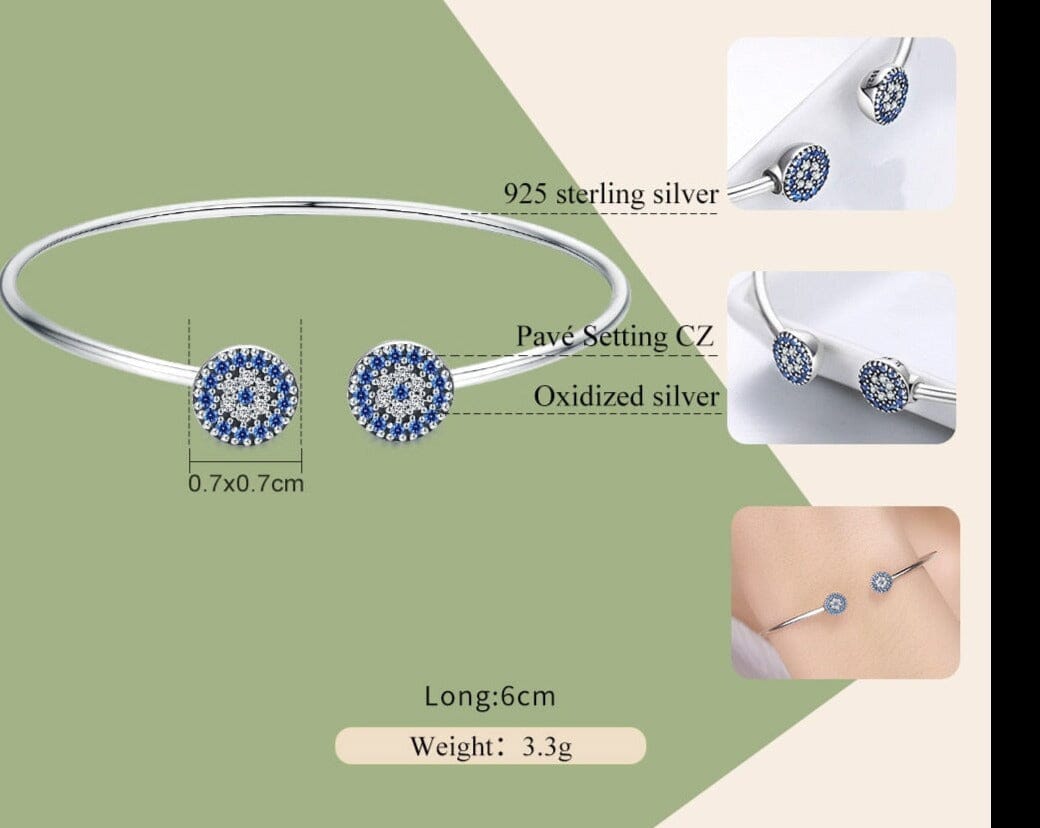Bella Sapphire CZ Cuff Bangle Bracelet - 100% 925 Sterling SilverBracelet