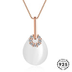 Fashion Water Drop Shaped Cat Eye Stone Necklace - 925 Sterling SilverNecklace