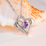 Elegant Round Amethyst Heart Pendant NecklaceNecklace