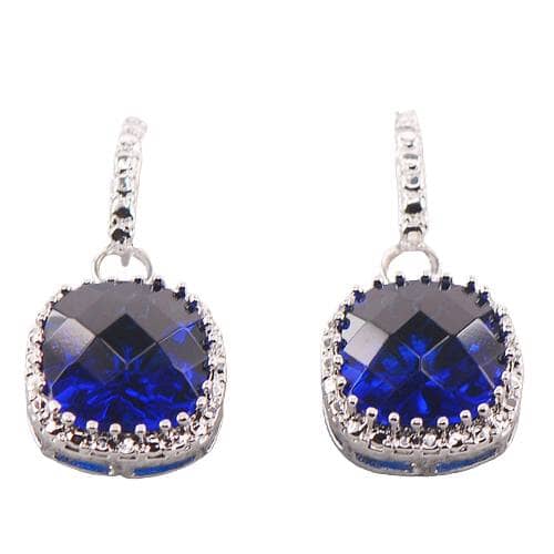 Royal Design Sapphire Zircon Crystal Earrings - 925 Sterling SilverEarrings