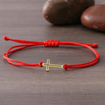 WWJD Gothic Hollow Cross Black Red Rope BraceletBraceletRed-Gold