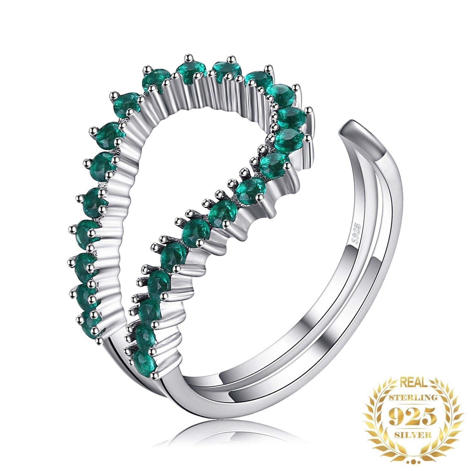Emerald Open Ring - 925 Sterling SilverRing