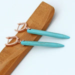 Long Synthetic Turquoise Dangle EarringsEarrings