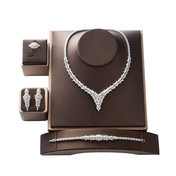 Trendy Elegant Luxury Bridal Jewelry SetJewelry Setwhite goldResizable