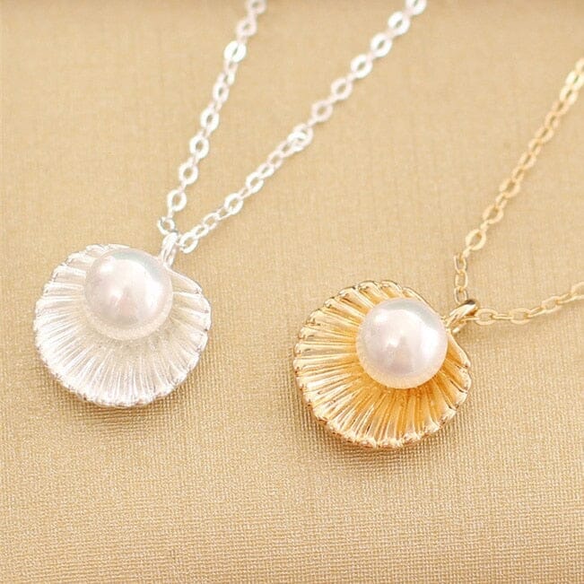 Summer Style Puka Shell Pearl Pendant NecklaceNecklaceGold