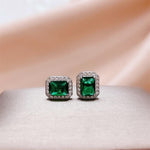 Lovely Emerald Stud Zircon Earring - 925 Sterling SilverEarrings