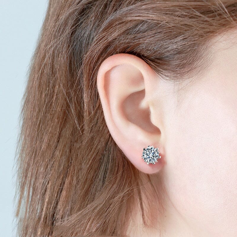 Geometric Diamond Stud Earrings - 925 Sterling SilverEarrings