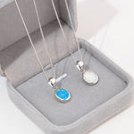 Blue and White Fire Opal Oval PendantPendant