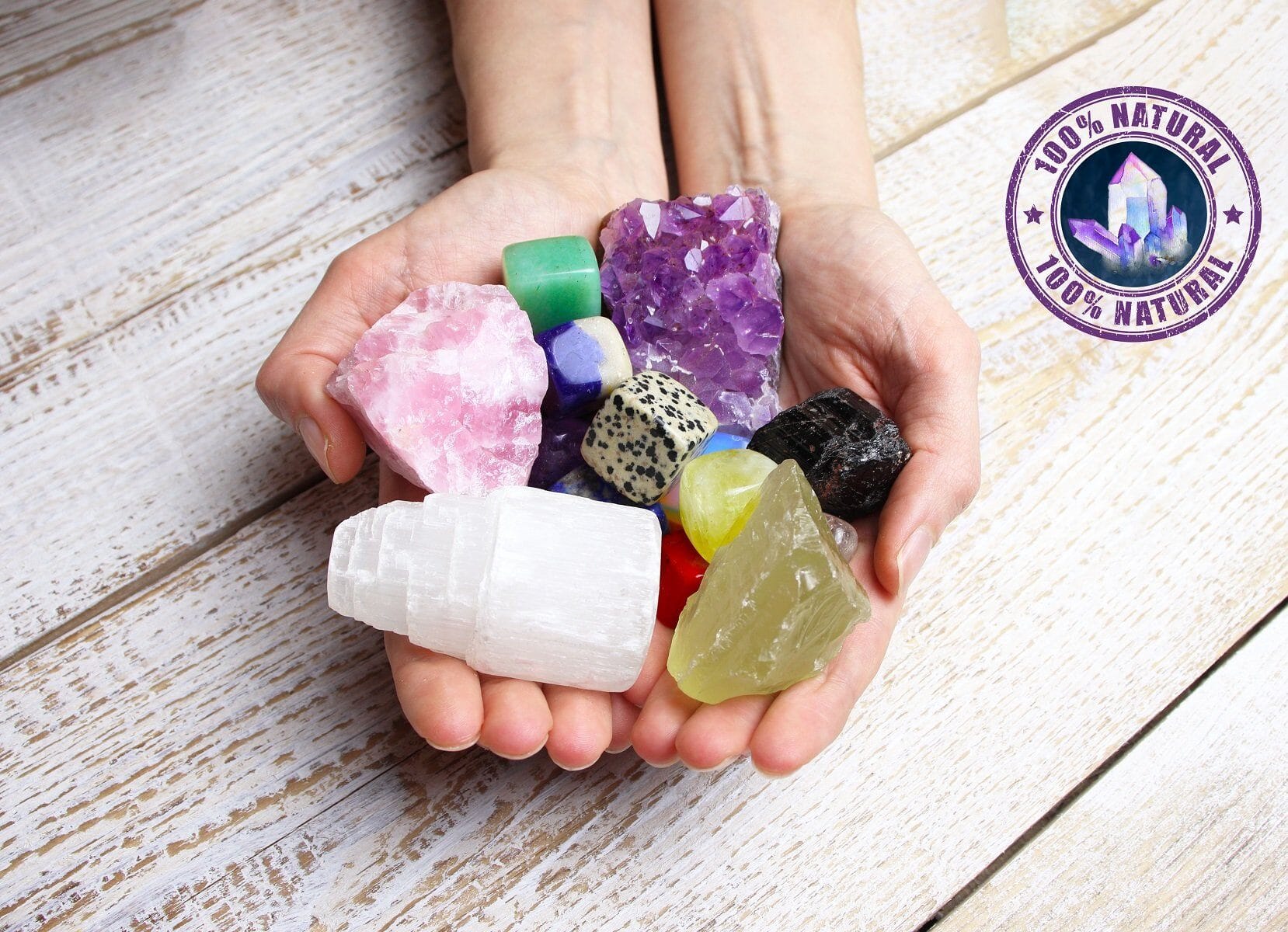 Ubud Box - Set of Natural 16 Healing Crystals for Stress and Anxiety Relief + Free Chakra Tree of Life Necklace (Shipping to USA only)Healing Crystals