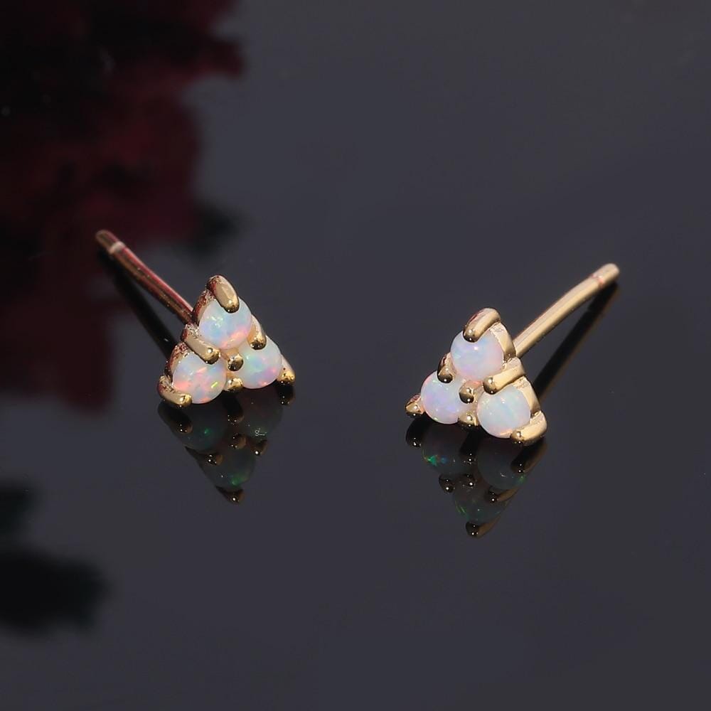 Trilateral White Fire Opal EarringsEarrings