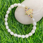 Simple Style Boho Virgin Mary Natural Freshwater Pearl Beaded Handmade WWJD BraceletBracelettype 3417cm
