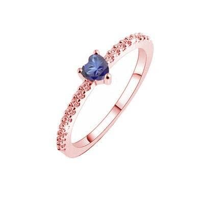 Heart-Shaped Sapphire Diamond Ring - S925 Sterling SilverRing6Gold