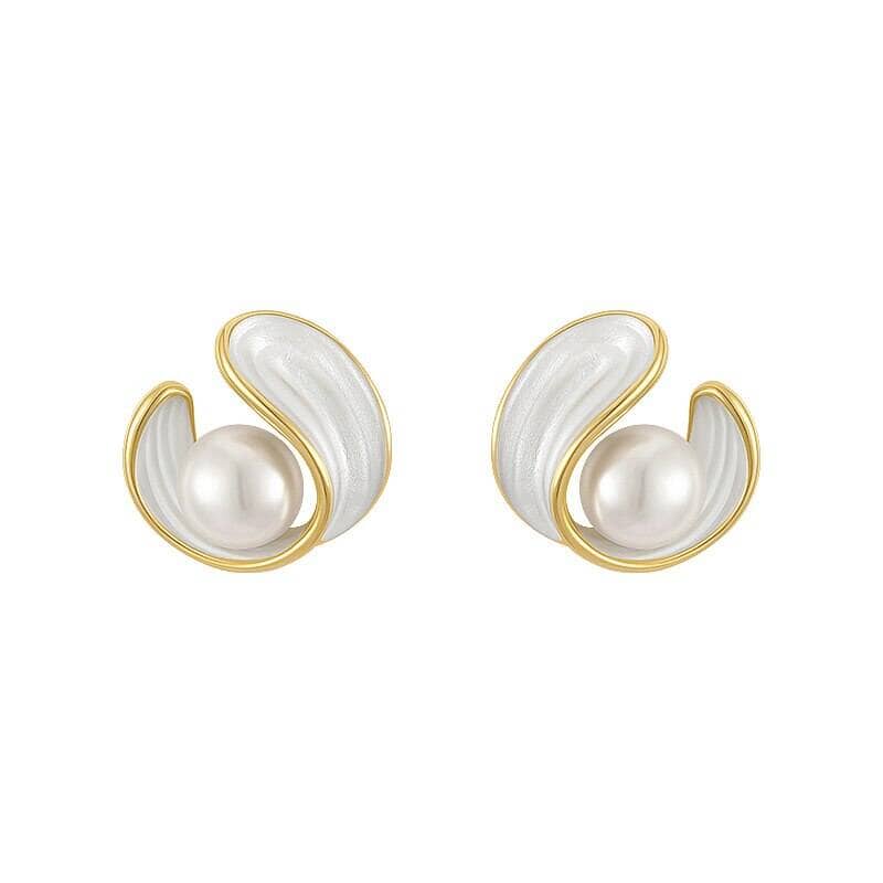 Design Sense Exquisite Enamel Pearl EarringsEarrings