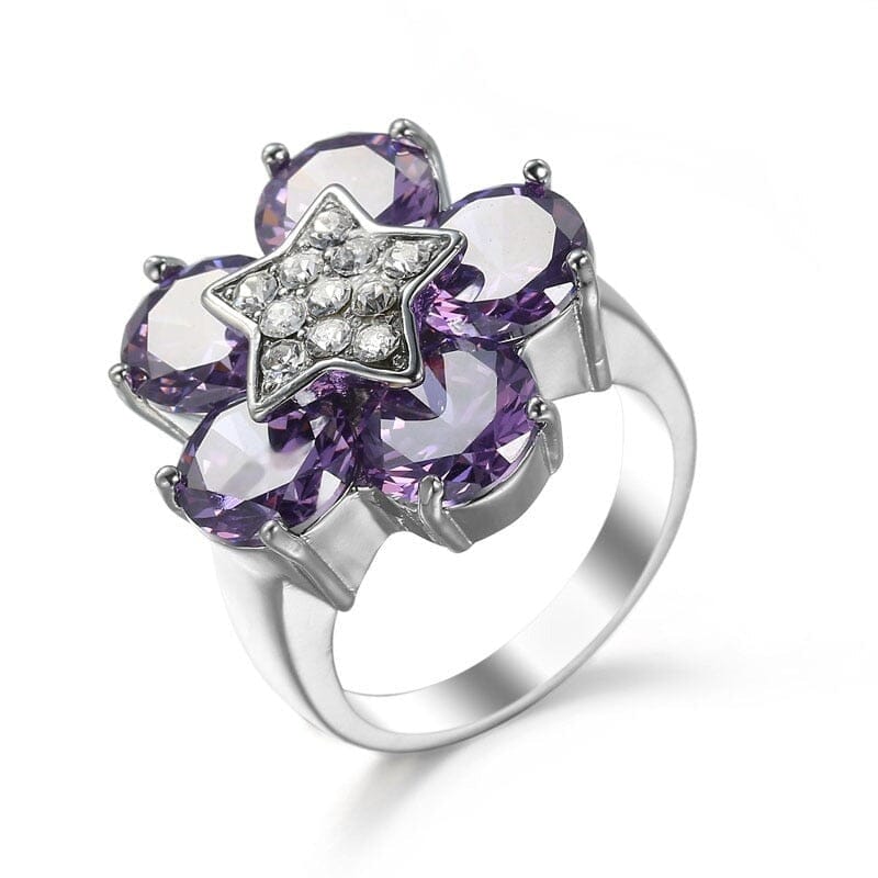 Delicate Flower Amethyst Ring - 925 Sterling SilverRing6