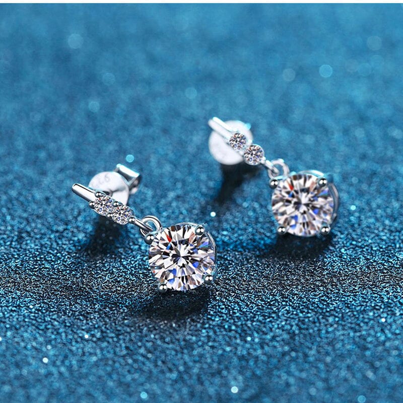 Geometric Diamond Drop Earrings - 925 Sterling SilverEarrings