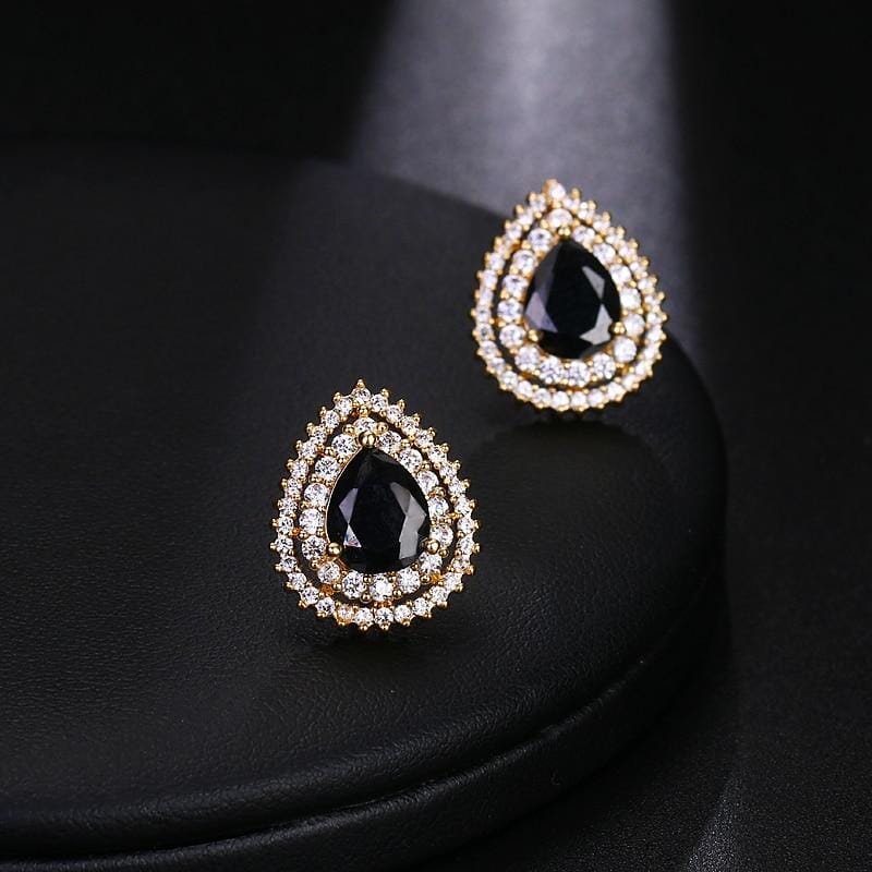 Astonishing Black Onyx Zircon Stud EarringsEarrings