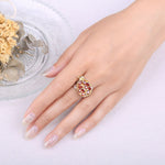 Pomegranate Leaf Red Ruby Gemstone Ring - 925 Sterling SilverRing