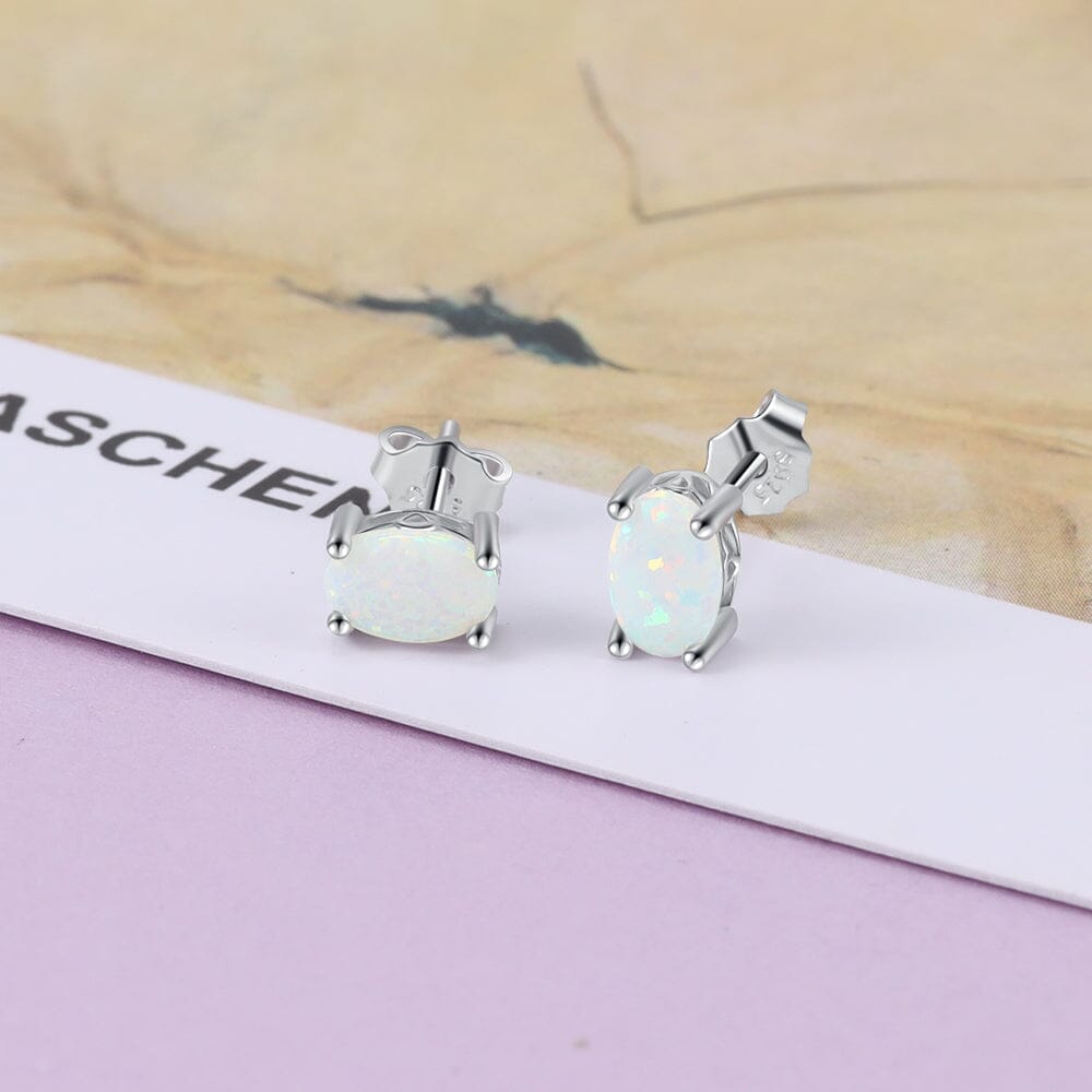 Blue, White & Pink Fire Opal Stone Stud EarringsEarrings