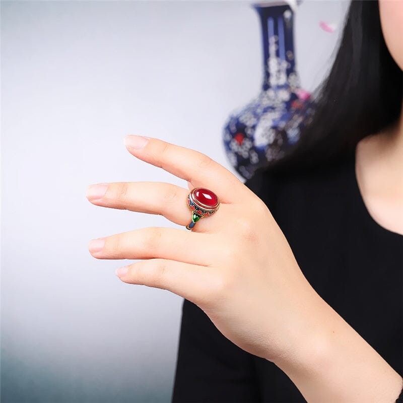 Red Corundum Cloisonne RingRing