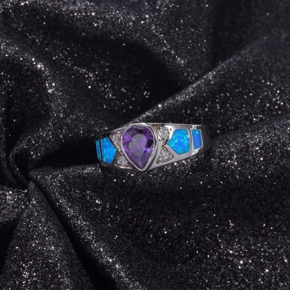 Illusion Blue and Purple Fire Opal RingRing