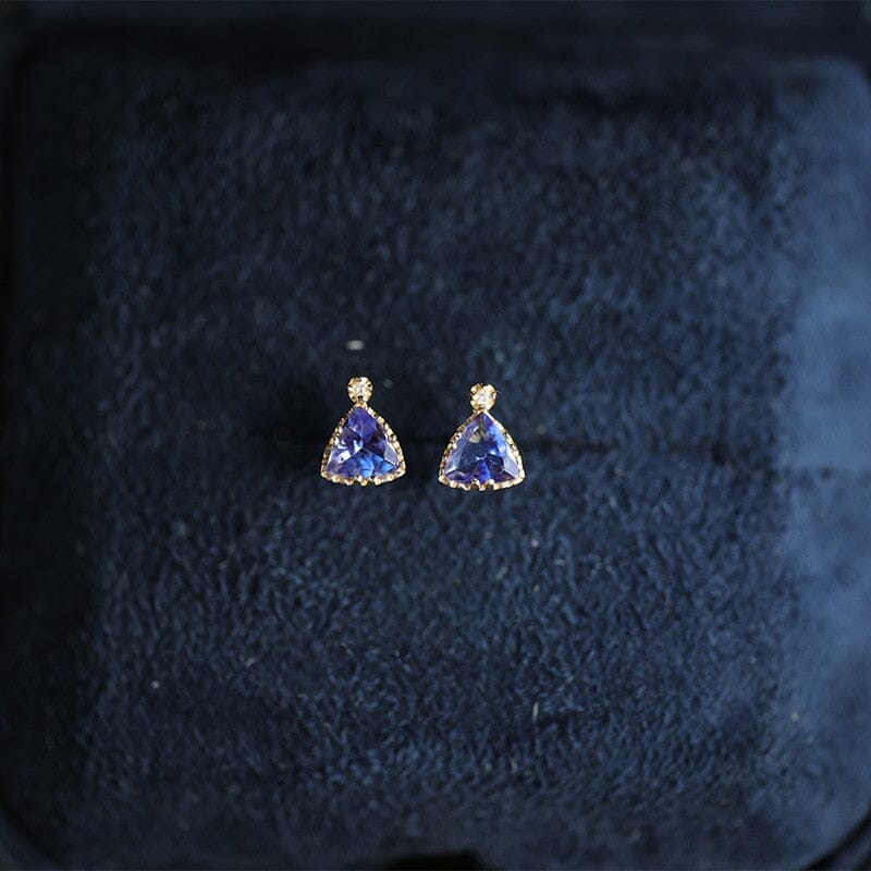 Pretty Tanzanite Triangle Earrings - 925 Sterling SilverEarrings
