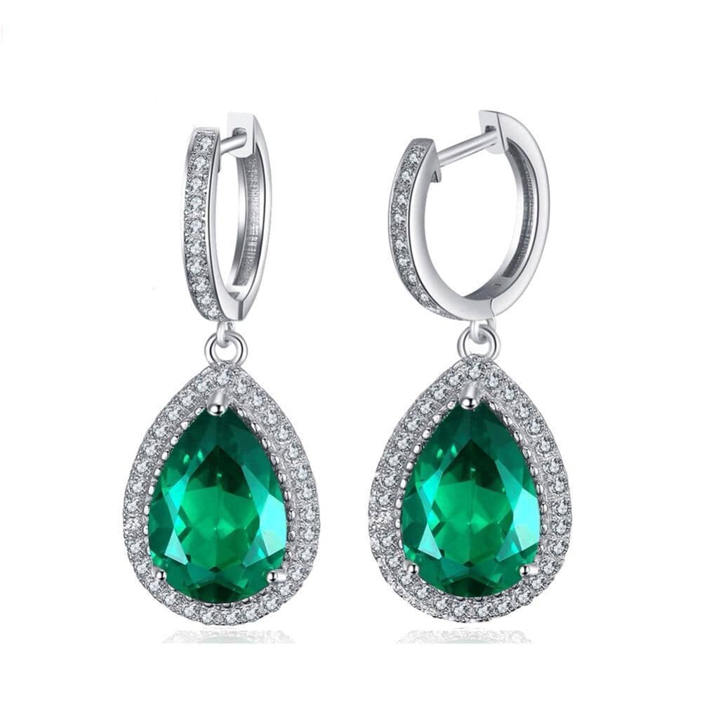Green Emerald Earrings- 925 Sterling SilverEarrings