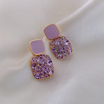 Noble Purple Amethyst Square Stud EarringsEarrings
