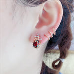 Fashion Crystal Butterfly Ruby EarringsEarrings