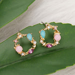 Colorful Rhinestone Wreath Sweet Flower Stud EarringsEarrings3