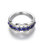 Blue Sapphire Sparkling Zircon Ring - 925 Sterling SilverRing