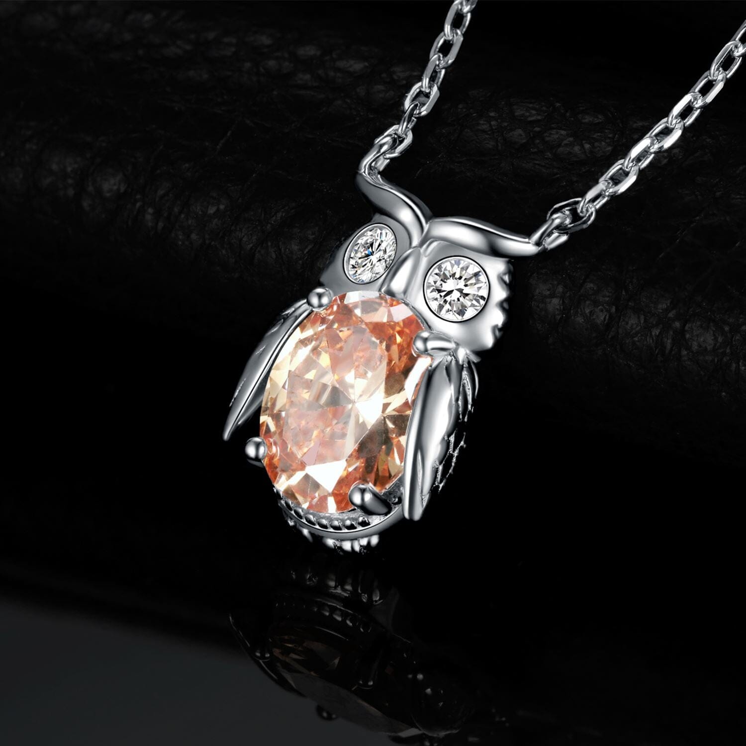 Cute Owl 3.3ct Yellow Gemstone 925 Sterling Silver Pendant NecklaceNecklace