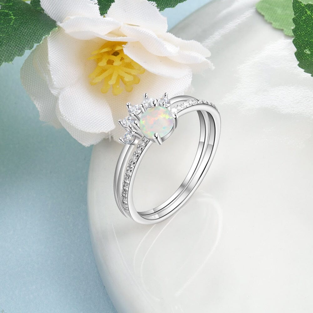 2 Pcs/Set Stackable Opal Ring - 925 Sterling SilverRing