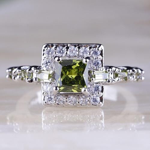 Peridot & White Topaz Silver RingRing