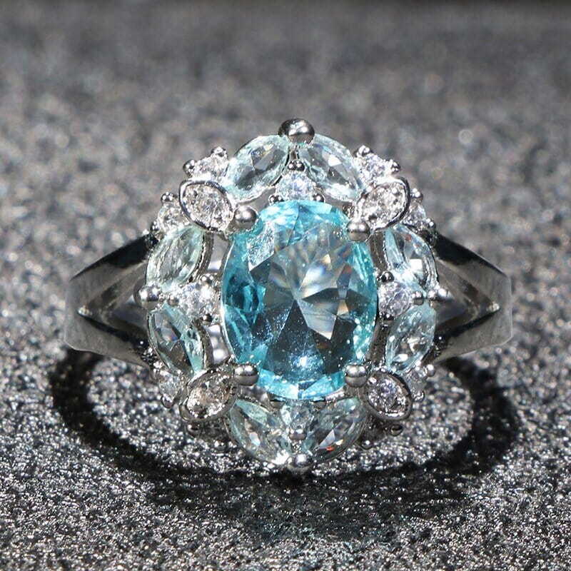 Trendy Design Ruby Aquamarine Sapphire Ring - 925 Sterling SilverRing6Lake blue
