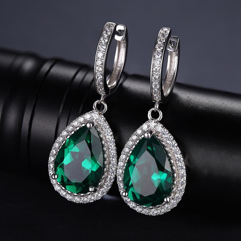 Green Emerald Earrings- 925 Sterling SilverEarrings