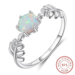Cute Branch Leaf White Opal Ring - 925 Sterling Silver6
