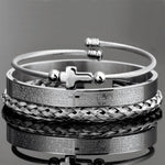 WWJD Luxury Cross Charm Set Stainless Steel BraceletBraceletSilver Set