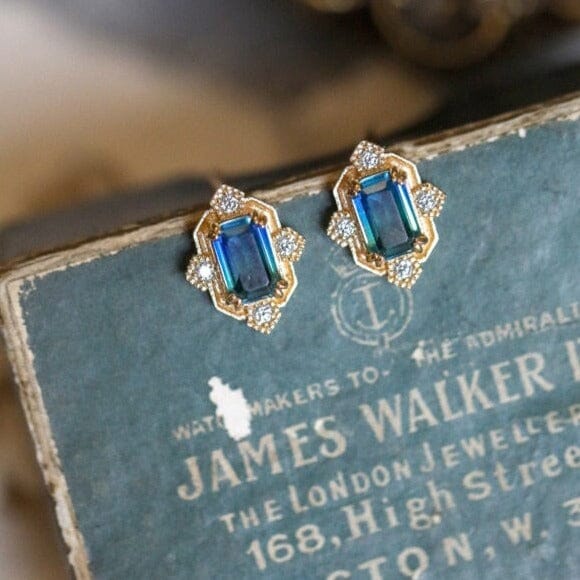 Classic Blue Diamond Stud Earrings - 925 Sterling SilverEarrings
