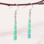 White and Green Fire Opal Drop Earrings - 925 Sterling SilverEarrings