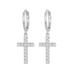 Cross Diamond Drop Earrings - 925 Sterling SilverEarringsSilver