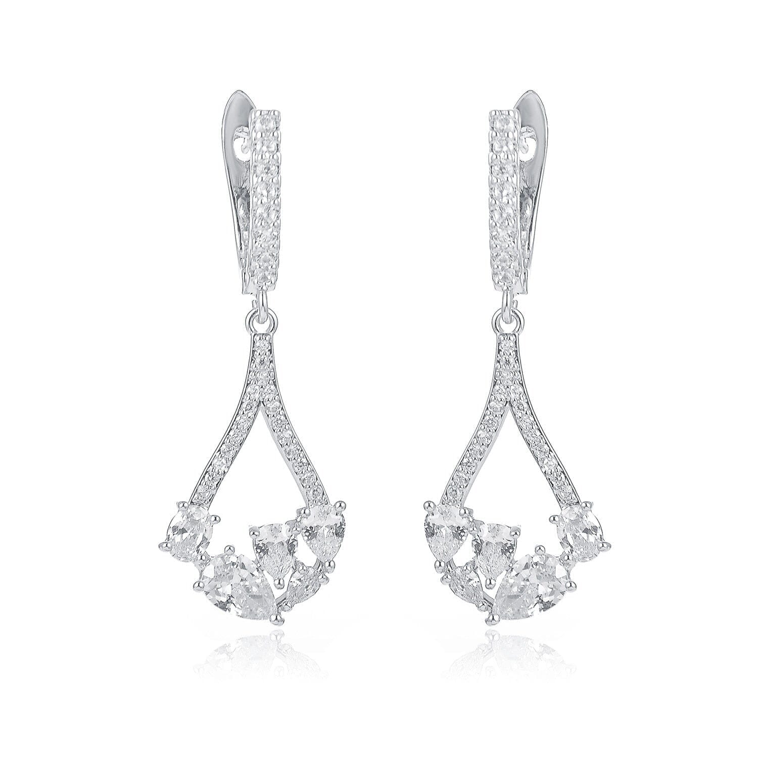 Compact And Exquisite Drop-Shaped Crystal EarringsEarringsSILVER