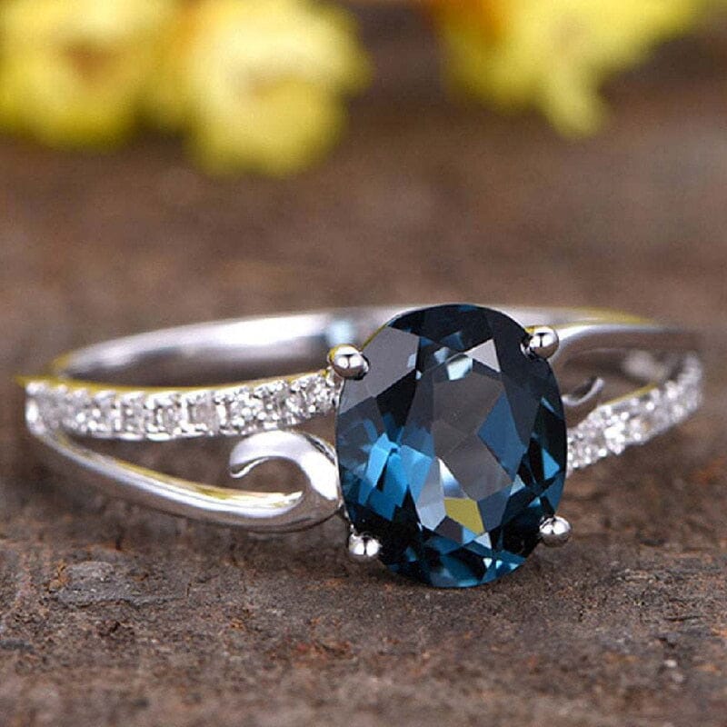 Unique Promise Sapphire Ring - 925 Sterling SilverRing