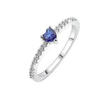 Heart-Shaped Sapphire Diamond Ring - S925 Sterling SilverRing6Silver