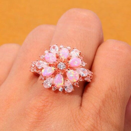 Pink Fire Opal Flower RingRing