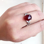 Natural Wine Red Garnet Stone Ring - 925 Sterling SilverRing