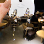 Purple Gemstone Long Pearl Tassel Drop EarringsEarrings8