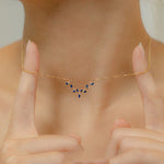 Blue Stylish CZ Leaves Pendant Necklace Link Chain - 925 Sterling SilverNecklaceGold