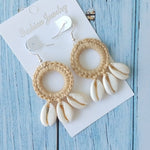 Fashion Boho Beach Puka Shell Crochet EarringsEarringsKhaki