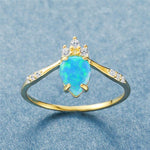 Crowning Blue Fire Opal Gold Ring - 925 Sterling SilverRing