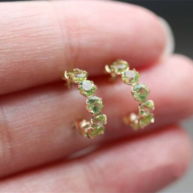 Fresh Style Inlaid Peridot Single Row Loop EarringsEarrings